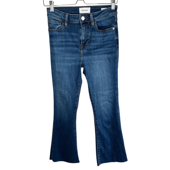 Frame Womens Le Crop Mini Boot Mid Rise Jeans Size 25 Lupine Wash - Picture 1 of 15